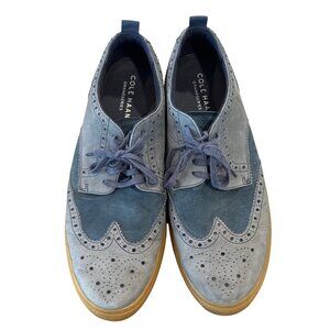 Cole Haan Grandseries Mens Wingtip Sneakers Size 13M Gray & Navy Leather Rubber
